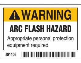 Arc Flash Labels - Self-Sticking Polyester, 2" H x 3" W x 0.006" D, Pack of 10 Labels, Black/Orange on White