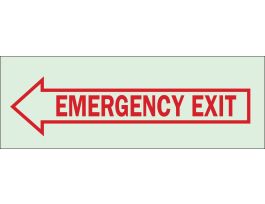 BradyGlo Emergency Exit Sign, 5" H x 14" W x 0.063" D, Arrow Direction: Left