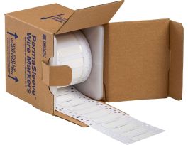 PermaSleeve Heat Shrink Wire and Cable Labels 3/8" Dia for 3" Core Printers - 0.67" White Double-Sided