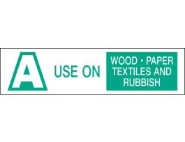 A USE ON WOOD PAPER TEXTILES AND RUBBISH Labels, 1.5" H x 6" W x 0.004" D, Green on White