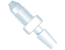 Adapter Fitting, Natural ETFE, 0.040" Bore, 1/8" Hose Barb x Male 10-32 Coned; 1/EA