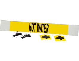 Hot Water Pipe Marker, 4" H x 24" W, Fits Pipes 8" Dia. or Larger