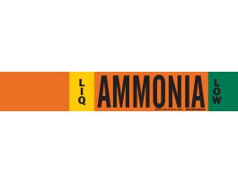 LIQ AMMONIA LOW Pipe Marker, 4" H x 24" W, Fits Pipes 8" Dia. or Larger