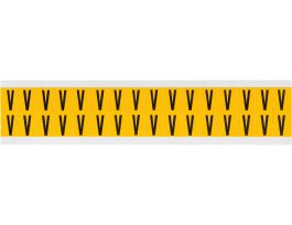 Outdoor Vinyl 0.625 in Black on Yellow Letters V Card of 32 Labels
