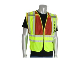 ANSI 207 PSV Vest, Fire, Brkwy Zipper Closure, 2x1in. Reflec. Red, MD-XL
