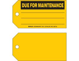 Maintenance Tag Paper 3 in H x 5.75 in W Black on Yellow 100/PK