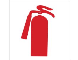 Fire Extinguisher Sign, 7" H x 7" W x 0.1" D, Red on White, Fiberglass