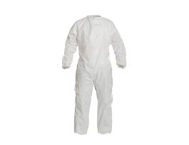 ProClean® Coverall. Serged Seams. Bound Neck. Covered Elastic Wrists and Ankles. Zipper Closure, 25/CS, White