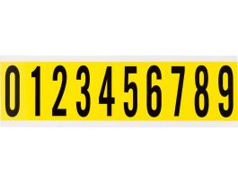 Repositionable Vinyl 2 in Black on Yellow, Numbers 0 to 9 Card of 10 Labels