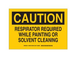CAUTION Respirator Required While Painting Or Solvent Cleaning Sign, 10" H x 14" W x 0.06" D, Polystyrene