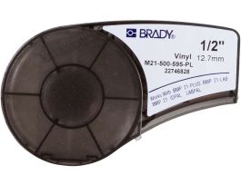 All Weather Permanent Adhesive Vinyl Label Tape with Ribbon for M210 M211 BMP21-PLUS Printers - 0.5" White on Purple