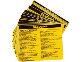 GASOLINE Labels, Black on Yellow