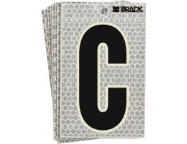 Glow in the Dark 5 in Black, Green Glow on Silver Letter C 10/PK