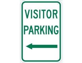 Visitor Parking Sign, 18" H x 12" W x 0.035" D, Aluminum, Arrow Direction Left
