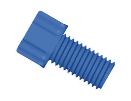 Gripper Fitting, 1/4"-28 UNF(M) flat bottom, 1/8" OD tubing, blue; 10/pk