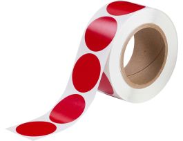 Aisle Marking Tape Dots - Adhesive Vinyl, Solid Color, Red, 2"