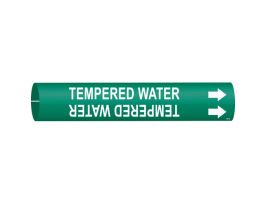 Snap-On Pipe Marker: TEMPERED WATER, Fits Pipes 1.5" Dia. Thru 2.375" Dia.
