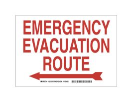 Emergency Evacuation Route Sign, 7" H x 10" W x 0.035" D, Arrow Direction: Left