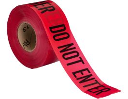 Standard Barricade Tape Roll - Polyethylene, DANGER DO NOT ENTER, Black on Red, 3"x 1000'