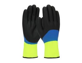 Hi-Vis Nylon Shell, Double Dipped, Flat Nitrile w/ Nitrile Foam Grip, LG