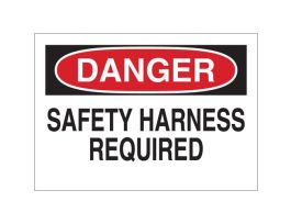 DANGER Safety Harness Required Sign, 7" H x 10" W x 0.035" D, Aluminum