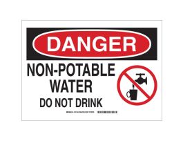 DANGER Non-Potable Water Do Not Drink Sign, 10" H x 14" W x 0.1" D, Fiberglass