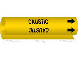CAUSTIC Pipe Marker, 8" H x 5" W, Fits Pipes 0.5" Dia. Thru 1.375" Dia.