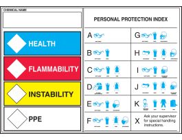 HMCIS Safety Label, Health Flammability Instability PPE (PPE IndeX), 5" X 7", Adhesive-Poly Sheet
