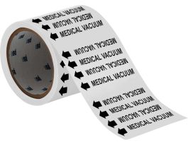 MEDICAL VACUUM Pipe Marker, Roll of 60 Each, Fits Pipes 0.75" Dia. or Smaller