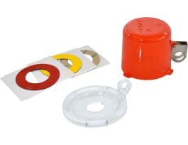 Red Push Button Lockout, Small Base + Short Cover, Button 16 mm