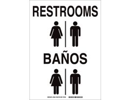 Bilingual Restrooms Sign, 14" H x 10" W x 0.06" D, Polystyrene