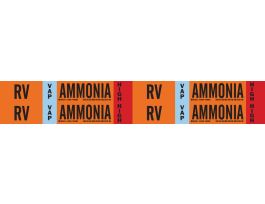 RV VAP AMMONIA HIGH Pipe Marker, 1.125" H x 7" W, Card of 4 Each, Fits Pipes 0.75" Dia. Thru 2.375" Dia.