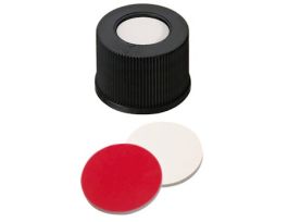 Screw Cap, Polypropylene, Black, 13 mm, Silicone/Red PTFE Septa; 1000/pk