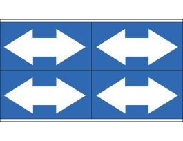 Self-Sticking Vinyl Dual Arrow, 1.125" H x 7" W, White on Blue, Card of 4 Each