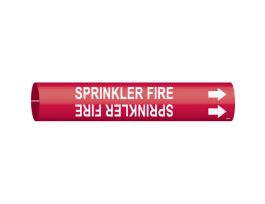 SPRINKLER FIRE Pipe Marker, Fits Pipes 0.75" Dia. Thru 1.375" Dia.