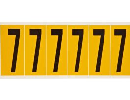 Outdoor Vinyl 3 in Black on Yellow Numbers 7 Card of 6 Labels