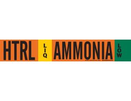 HTRL LIQ AMMONIA LOW Pipe Marker, 4" H x 24" W, Fits Pipes 8" Dia. or Larger