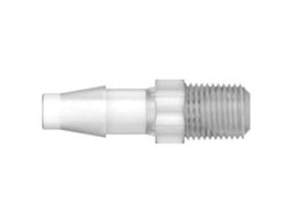Fitting, Polypropylene,  Straight, Hose Barb to Threaded Adapter, 1/4" ID x 1/8" NPT(M); 1/EA