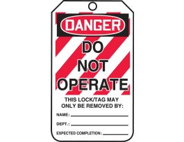 Safety Tags, 5 3/4" x 3 1/4", DANGER DO NOT OPERATE, (BACK) THIS ENERGY SOURCE HAS BEEN LOCKED OUT, RP-CARDSTOCK, 25/PK