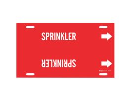 SPRINKLER Pipe Marker, 8" H x 16" W, Fits Pipes 6" Dia. Thru 7.875" Dia.