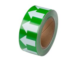 Directional Flow Arrow Tape for Pipe Marking - Roll Form,  Vinyl, White on Green, 2" x 30 Yd