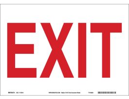 Customizable Exit Sign, 10" H x 14" W x 0.06" D, Red on White, Polystyrene