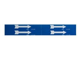 Self-Sticking Vinyl Arrow, 1.125" H x 7" W, White on Blue, Card of 4 Each