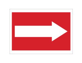 Right Arrow Sign, 7" H x 10" W x 0.035" D, Aluminum, White on Red