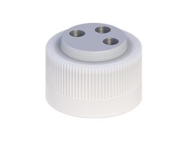 Solvent Delivery Cap with 304 SS Port Thread Inserts, three 1/4"-28, 38-430; 1/ea