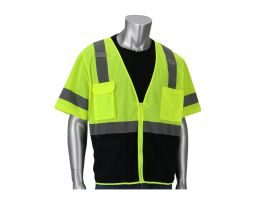 Type R Class 3 Black Bottom Mesh 5 Pocket Vest, Mic Tabs, Zipper, LY