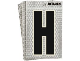 Glow in the Dark 3 in Black, Green Glow on Silver Letter H 10/PK