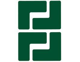 ToughStripe® Floor Marking Tape L-Shaped Corner Marks -  Polyester, Solid Color, Green, 2" x 5"