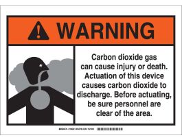 WARNING Carbon Dioxide Gas Can Cause Injury Or Death... Sign, 10" H x 14" W x 0.1" D, Fiberglass