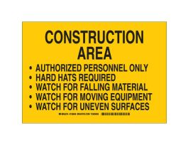 CONSTRUCTION AREA Sign, 7" H x 10" W x 0.006" D, Polyester